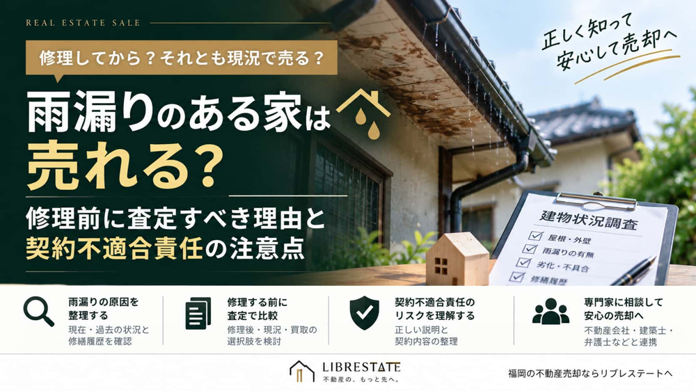 雨漏りのある家は売れる？修理前に査定すべき理由と契約不適合責任の注意点の画像