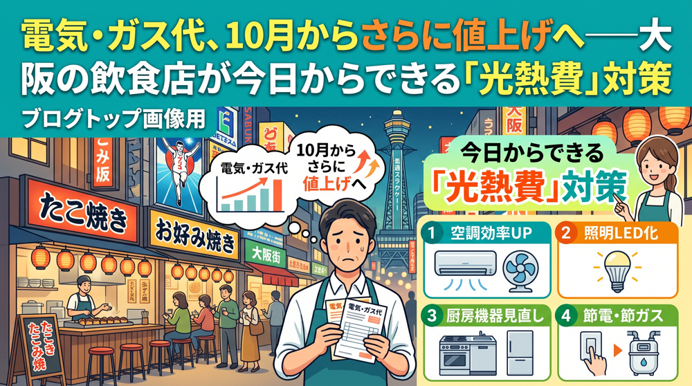 電気代252～510円値上げ、大阪の飲食店の光熱費対策の画像