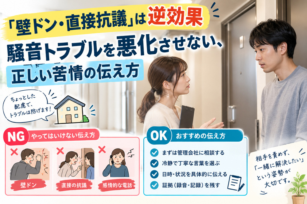 「壁ドン・直接抗議」は逆効果　　騒音トラブルを悪化させない、正しい苦情の伝え方の画像