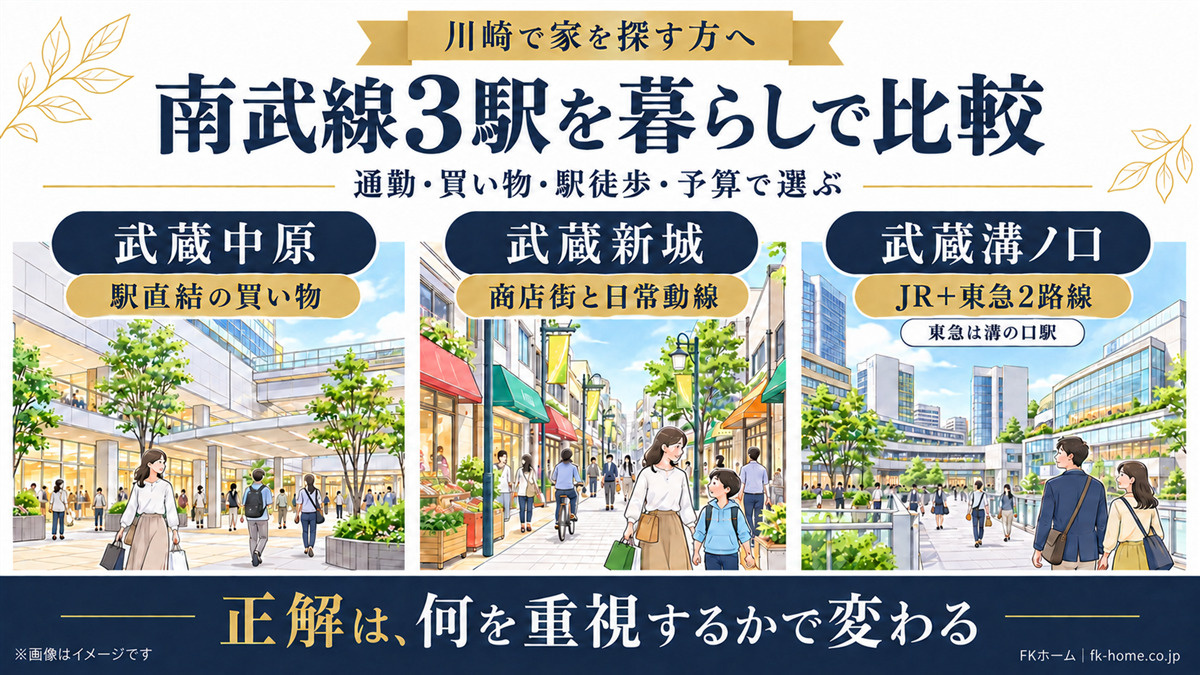 南武線で住むならどこ?武蔵中原・武蔵新城・武蔵溝ノ口を暮らしやすさで比較の画像