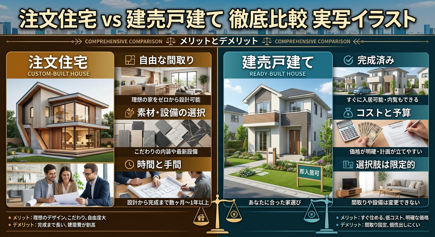 【完全版】注文住宅 vs 建売戸建て！違い・メリット・デメリットを徹底比較の画像