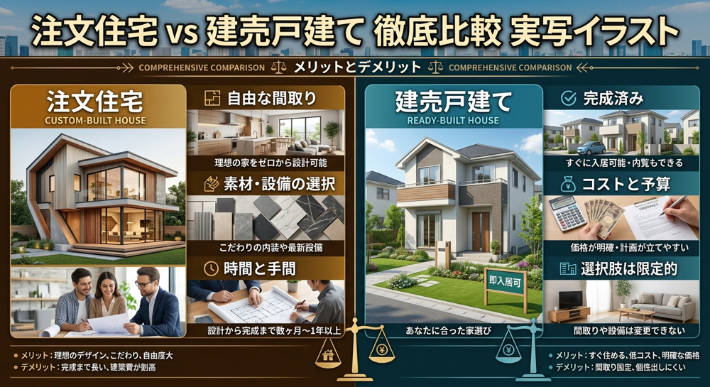 【完全版】注文住宅 vs 建売戸建て！違い・メリット・デメリットを徹底比較の画像