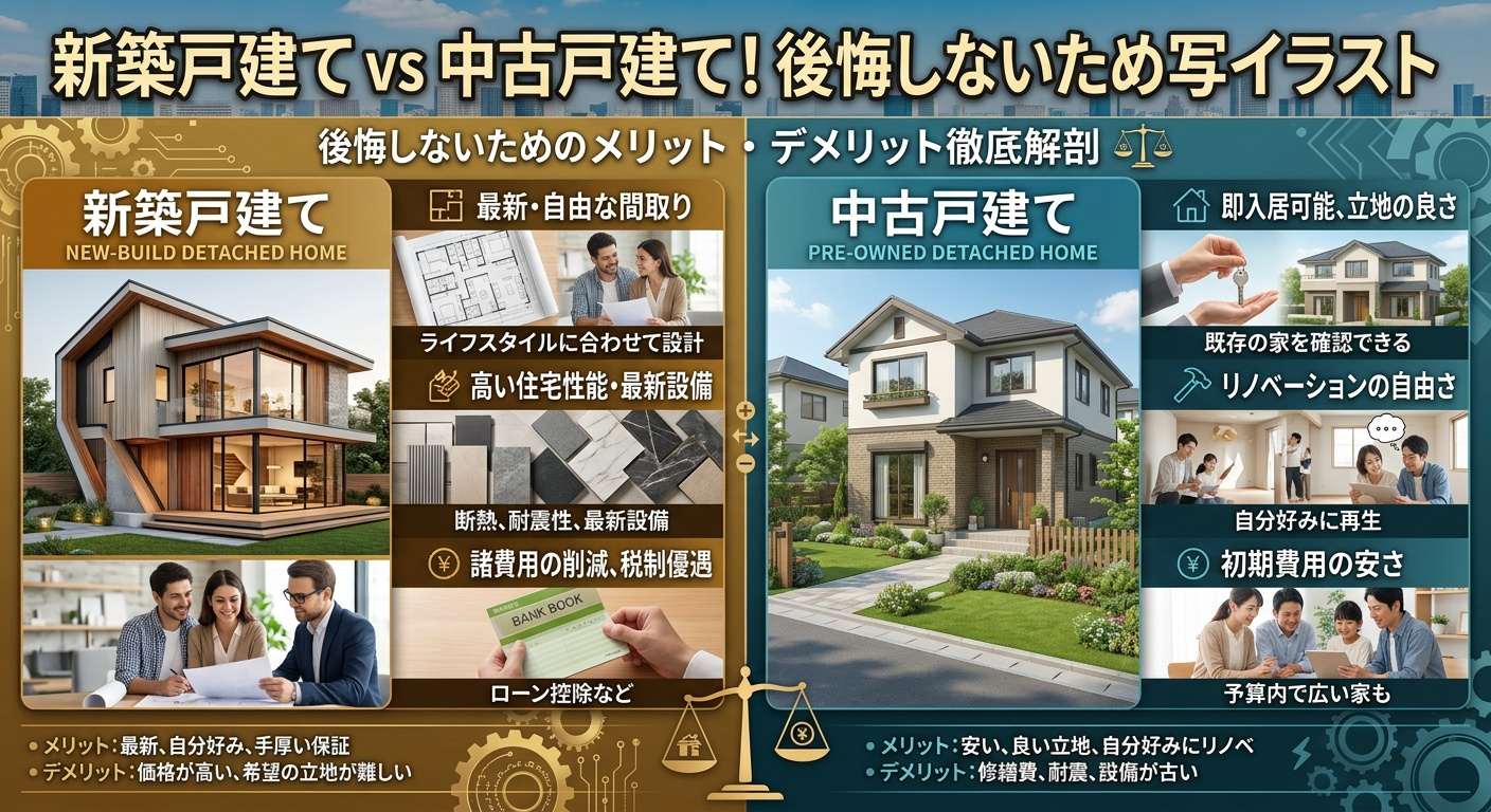 新築戸建て vs 中古戸建て！後悔しないためのメリット・デメリット徹底解剖の画像