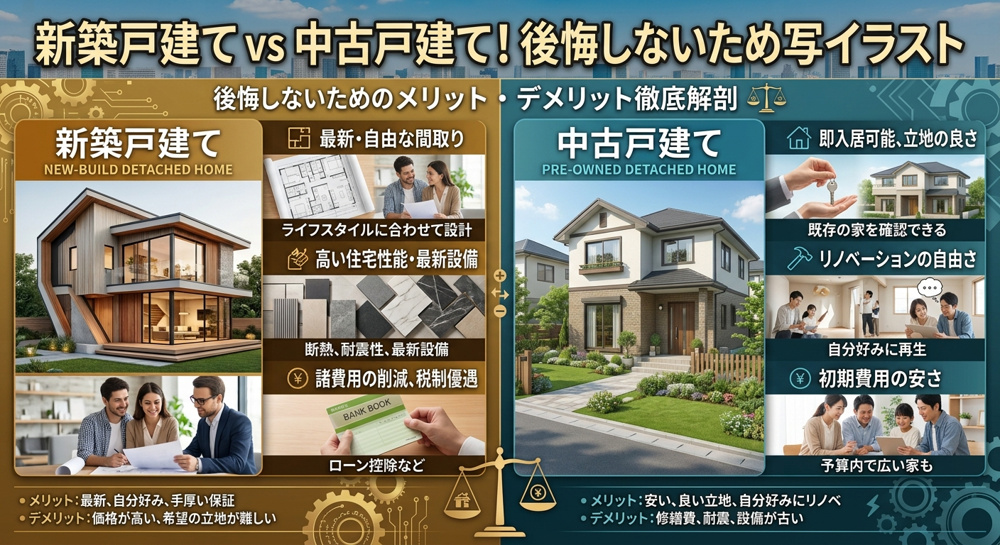 新築戸建て vs 中古戸建て！後悔しないためのメリット・デメリット徹底解剖の画像