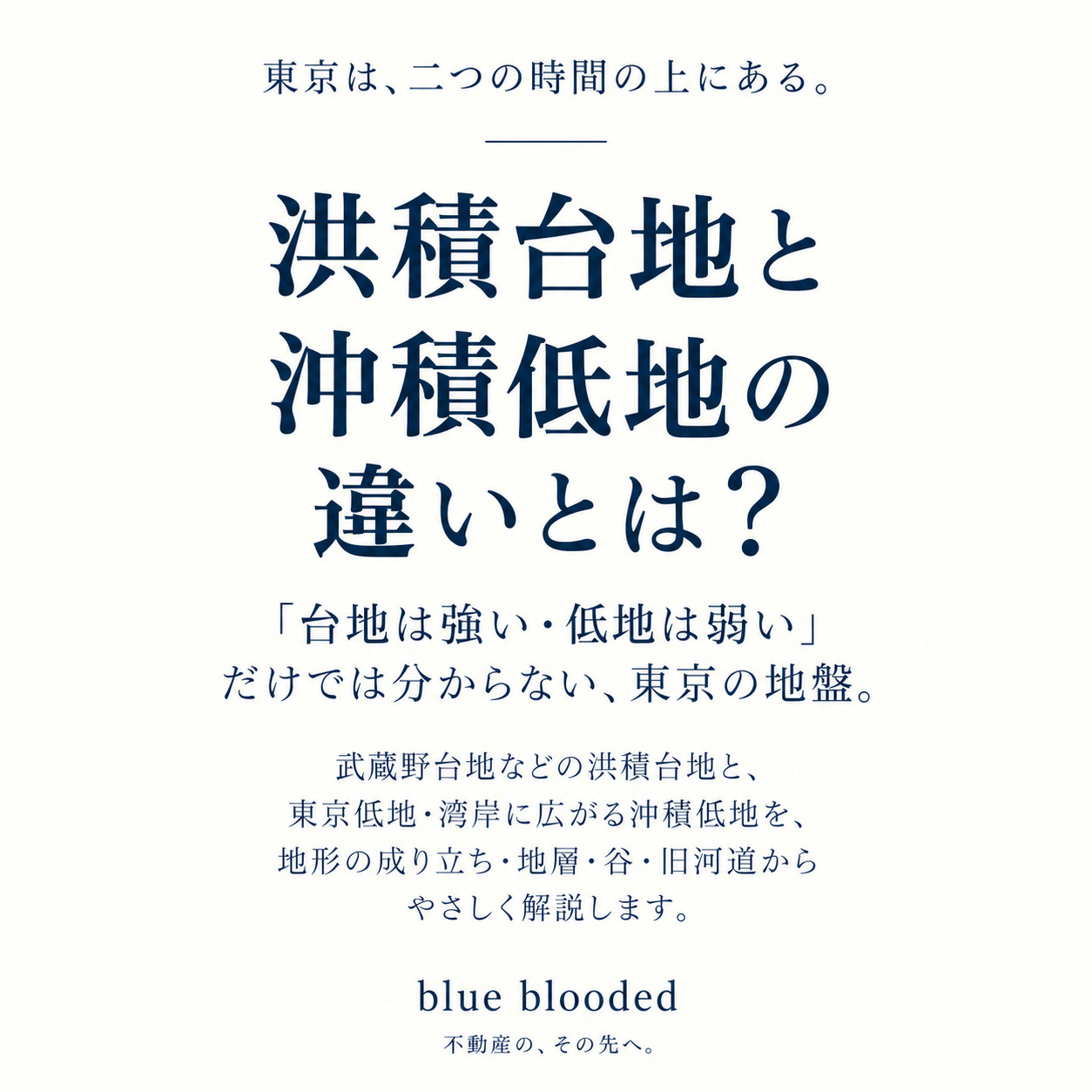 洪積台地と沖積低地の違いとは？｜「台地は強い・低地は弱い」だけでは分からない東京の地盤｜blue blooded  ディスクリプションの画像