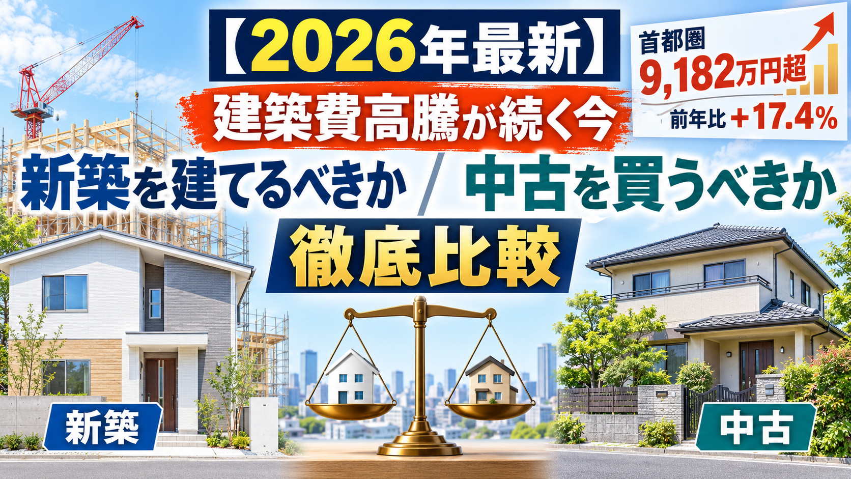 【2026年最新】建築費高騰が続く今、新築を建てるべきか中古を買うべきか|徹底比較|シティクリエイションの画像