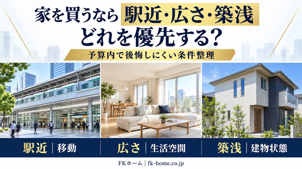 家を買うなら駅近・広さ・築浅、どれを優先する？予算内で後悔しにくい条件整理の画像