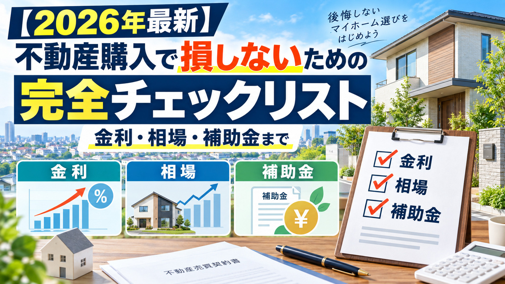 【2026年最新】不動産購入で損しないための完全チェックリスト|金利・相場・補助金までの画像