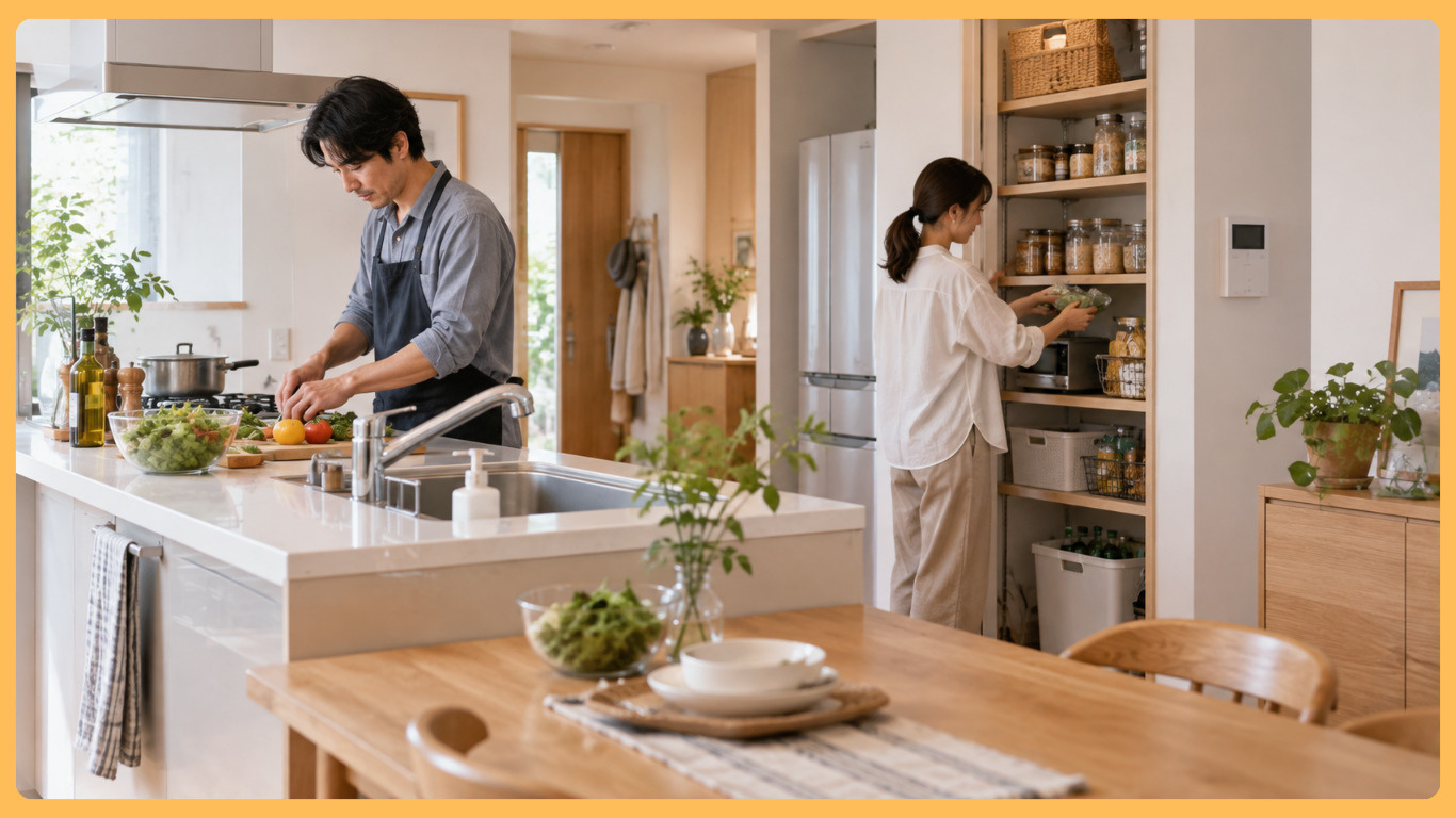 筑西市で家事負担を軽減するには?家事動線に優れた間取りで共働き夫婦の時間を守る方法の画像