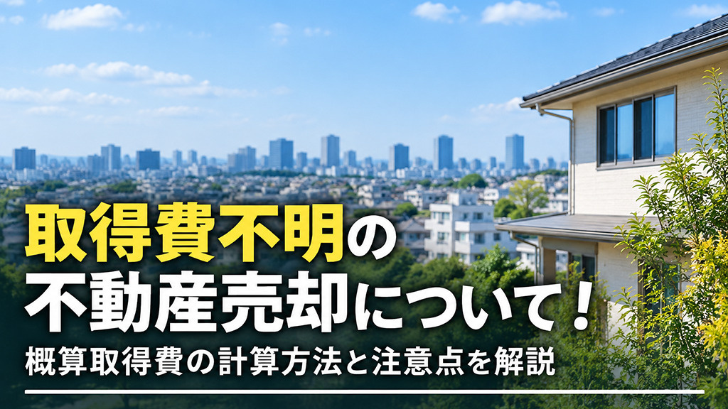 取得費不明の不動産売却について！概算取得費の計算方法と注意点を解説の画像