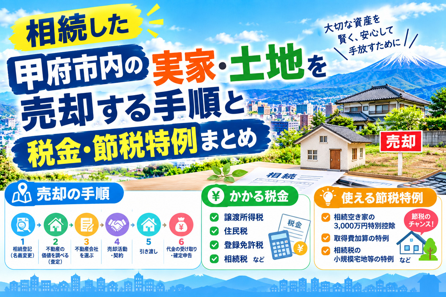 相続した甲府市内の実家・土地を売却する手順と税金・節税特例まとめの画像
