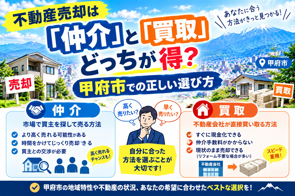 不動産売却は「仲介」と「買取」どっちが得？甲府市での正しい選び方の画像