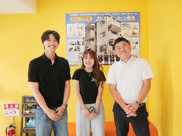 天理大学お部屋づくりプロジェクト第1回を終えて、現役天理大生と賃貸のマサキスタッフの笑顔の記念撮影