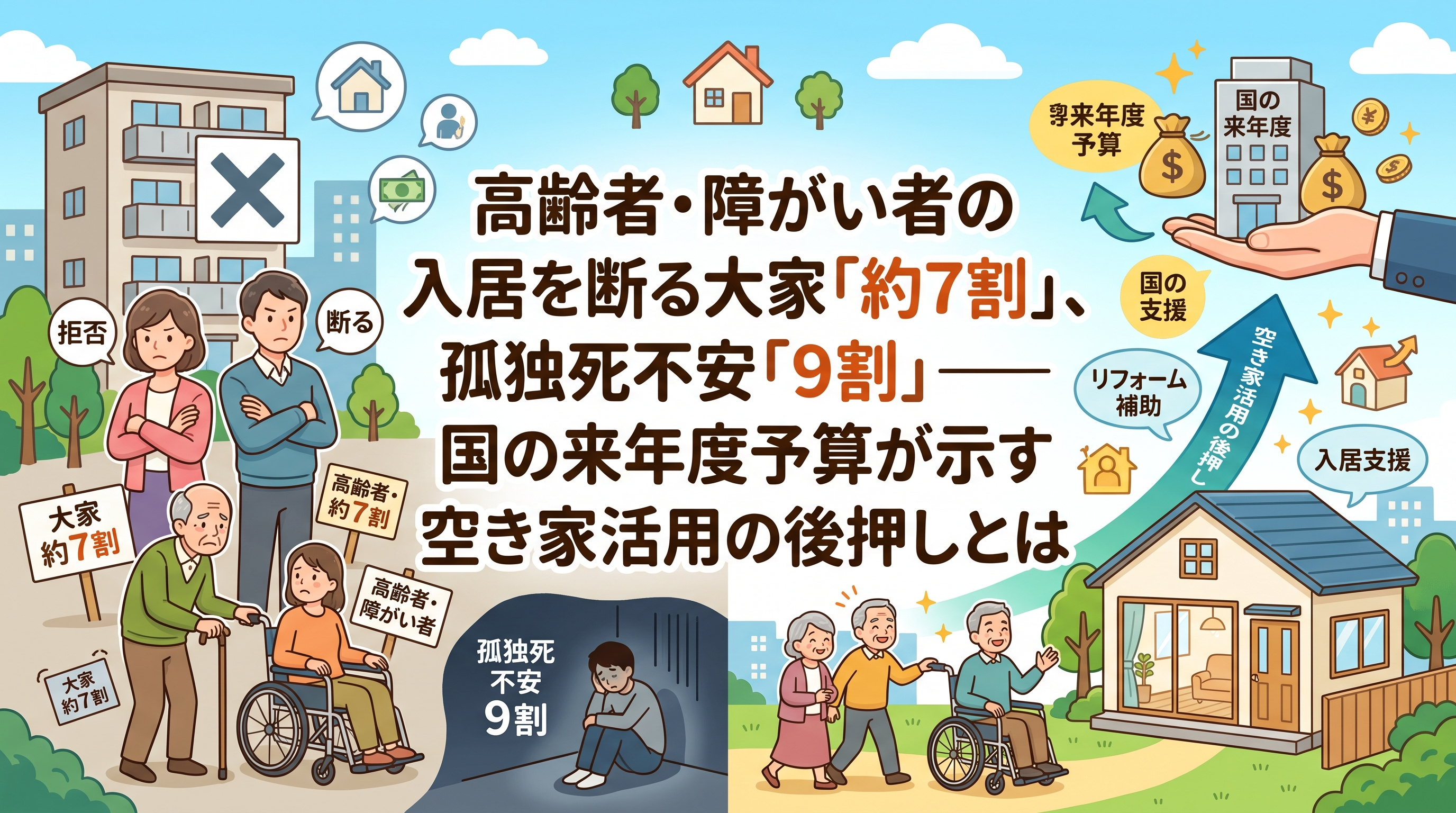 大家の入居拒否「7割」孤独死不安「9割」空き家活用に国が新支援の画像