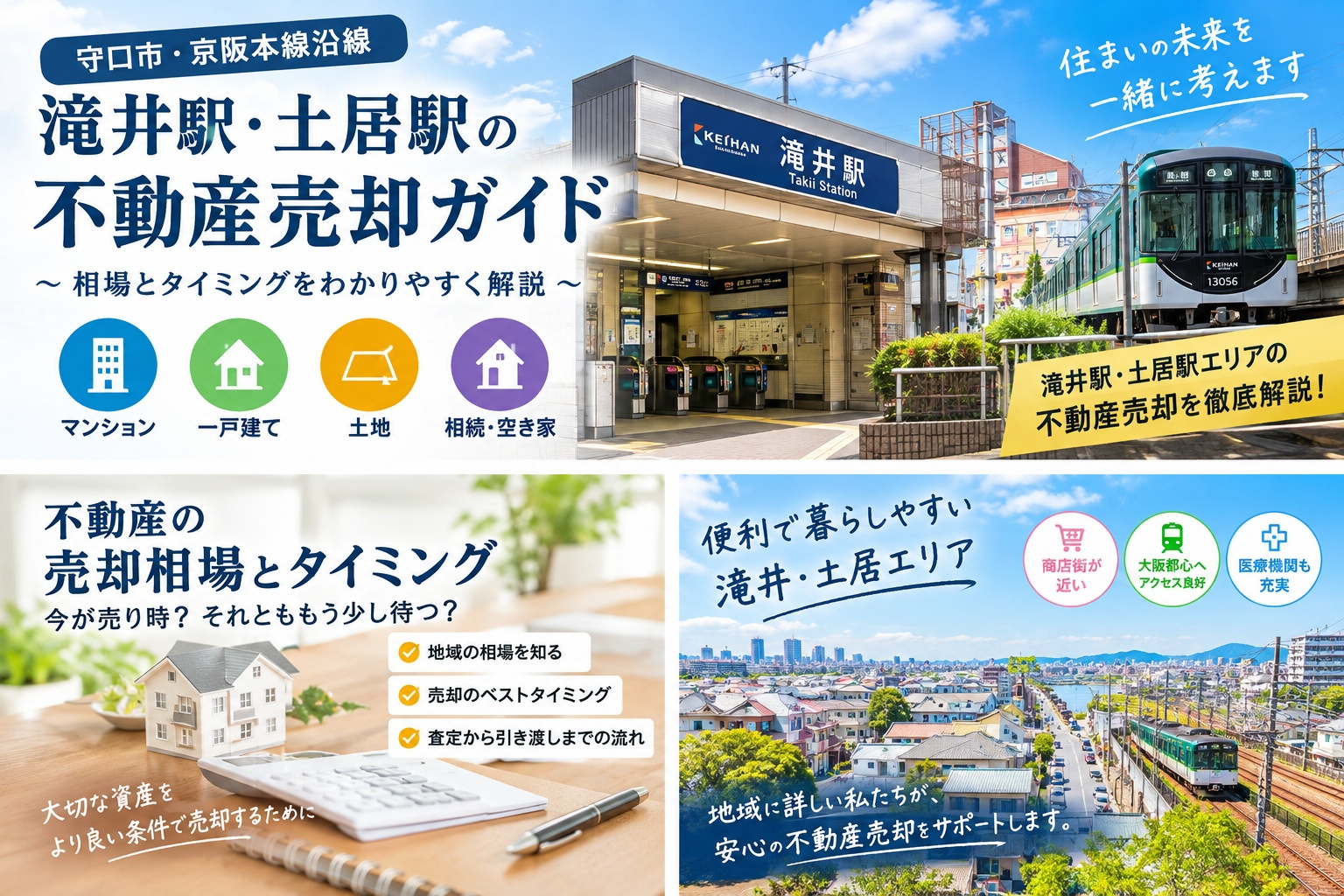 滝井駅土井駅で迷う方必見京阪沿線で売却の勘所は?滝井駅土井駅周辺の不動産売却ポイントを詳しく解説の画像