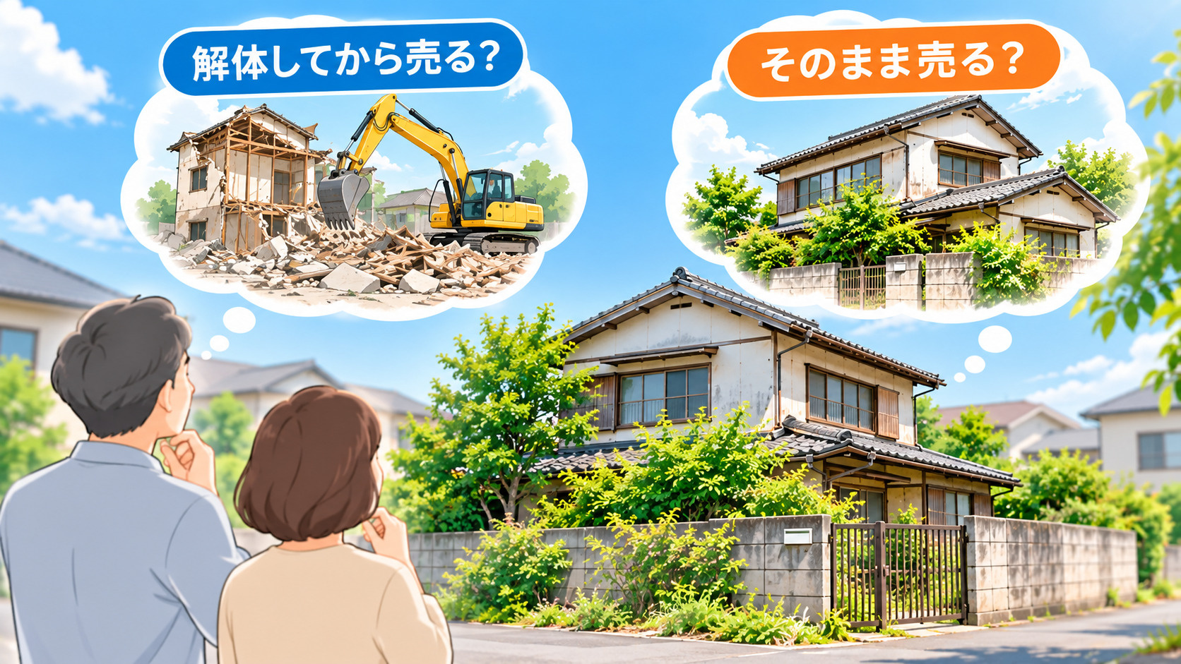 太田市の空き家を解体するかそのまま売却するか検討するイメージ