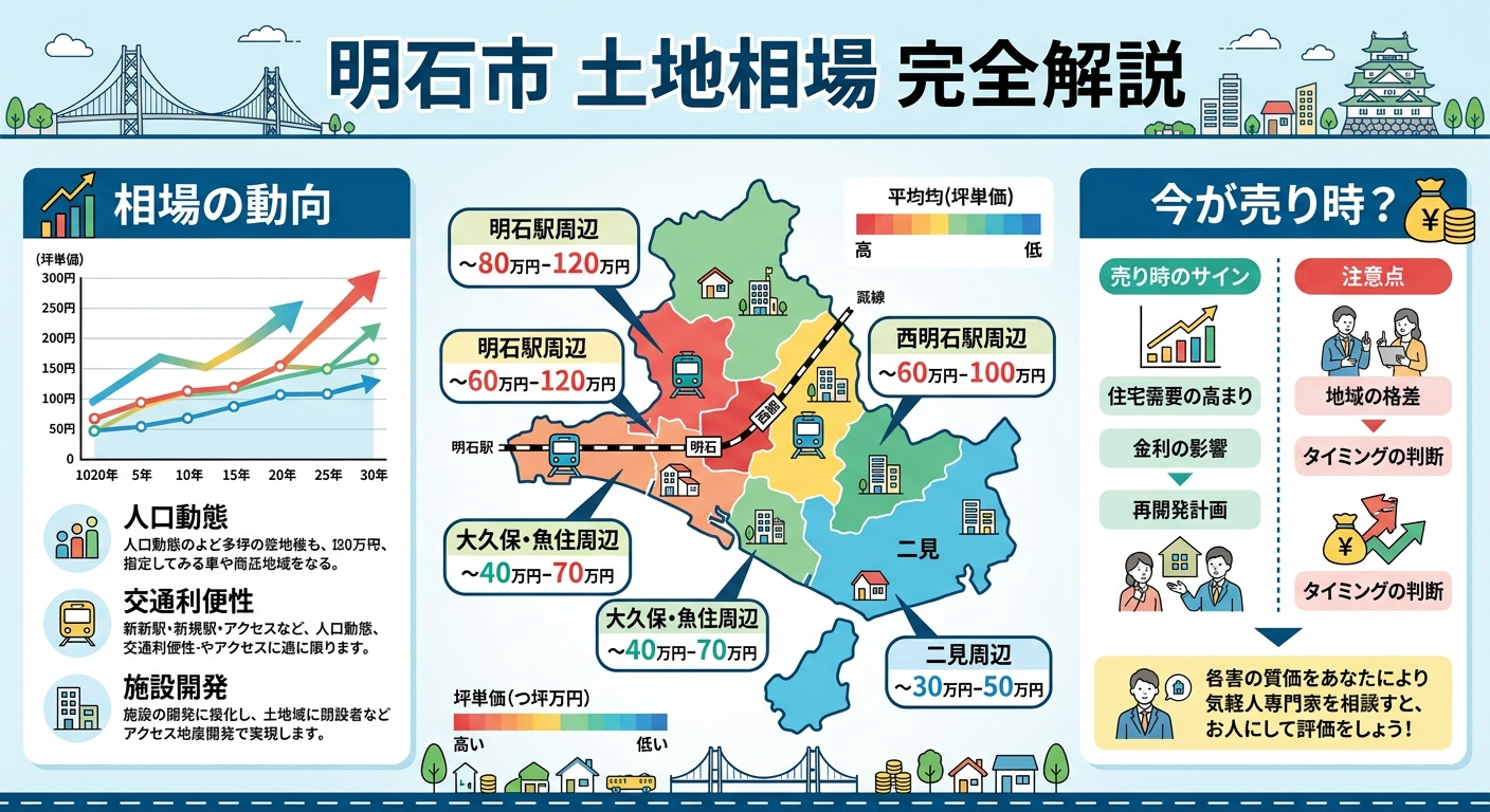 明石市の土地相場を完全解説|エリア別坪単価・相場の動向・今が売り時かどうかまでの画像