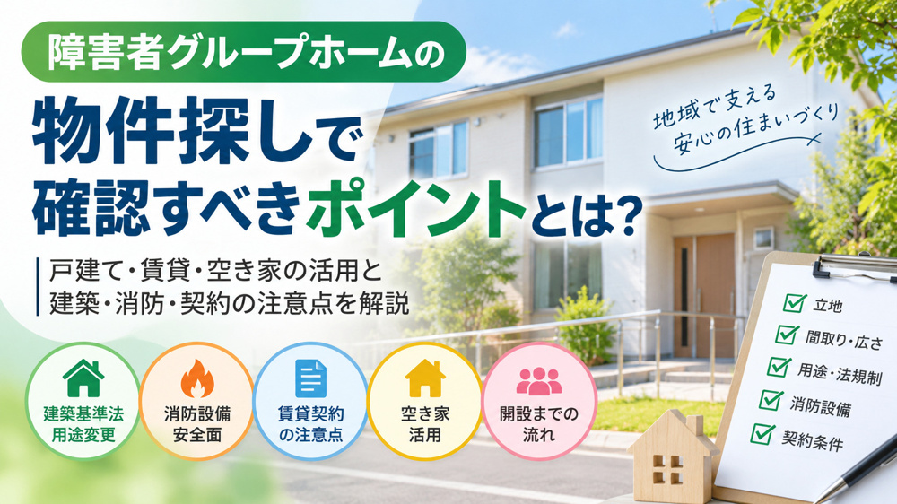 障害者グループホームの物件探しで失敗しないためには？賃貸物件の条件・用途変更・消防設備を解説の画像