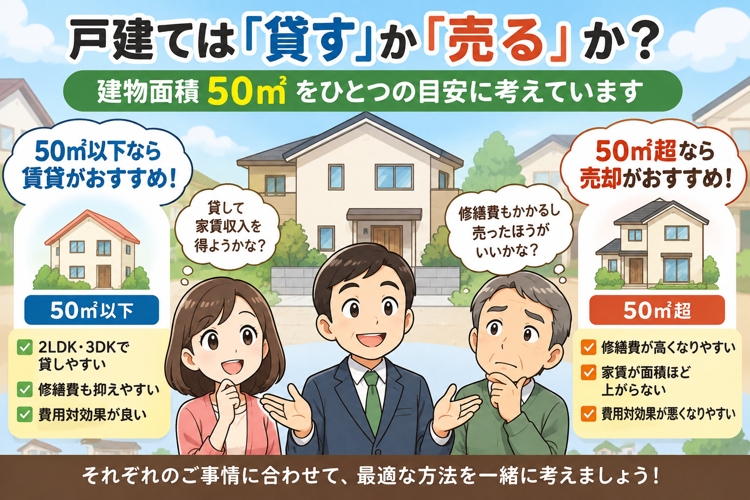 戸建ては「貸す」か「売る」か?50㎡をひとつの目安に考えていますの画像
