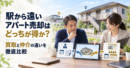駅から遠いアパート売却はどっちが得か？買取と仲介の違いを徹底比較の画像