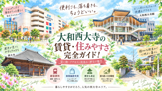 【専門家監修】大和西大寺の賃貸・住みやすさ完全ガイド！家賃相場と穴場の画像