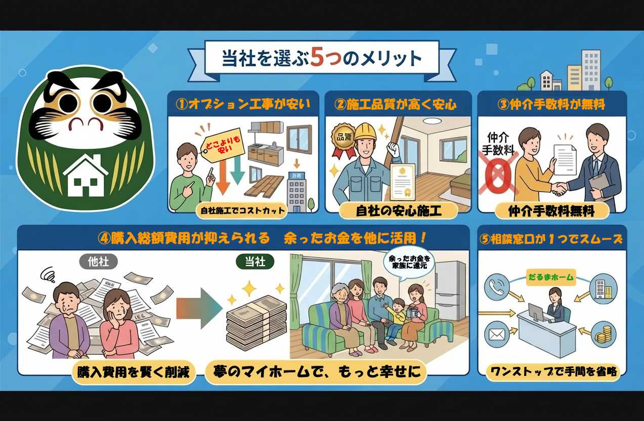 【埼玉県の新築戸建て】だるまホームが「自社オプション工事」にこだわる理由の画像