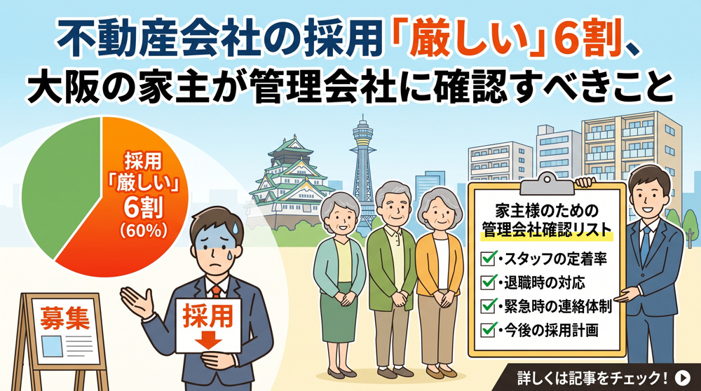 採用「厳しい」不動産会社6割、大阪家主の確認点の画像