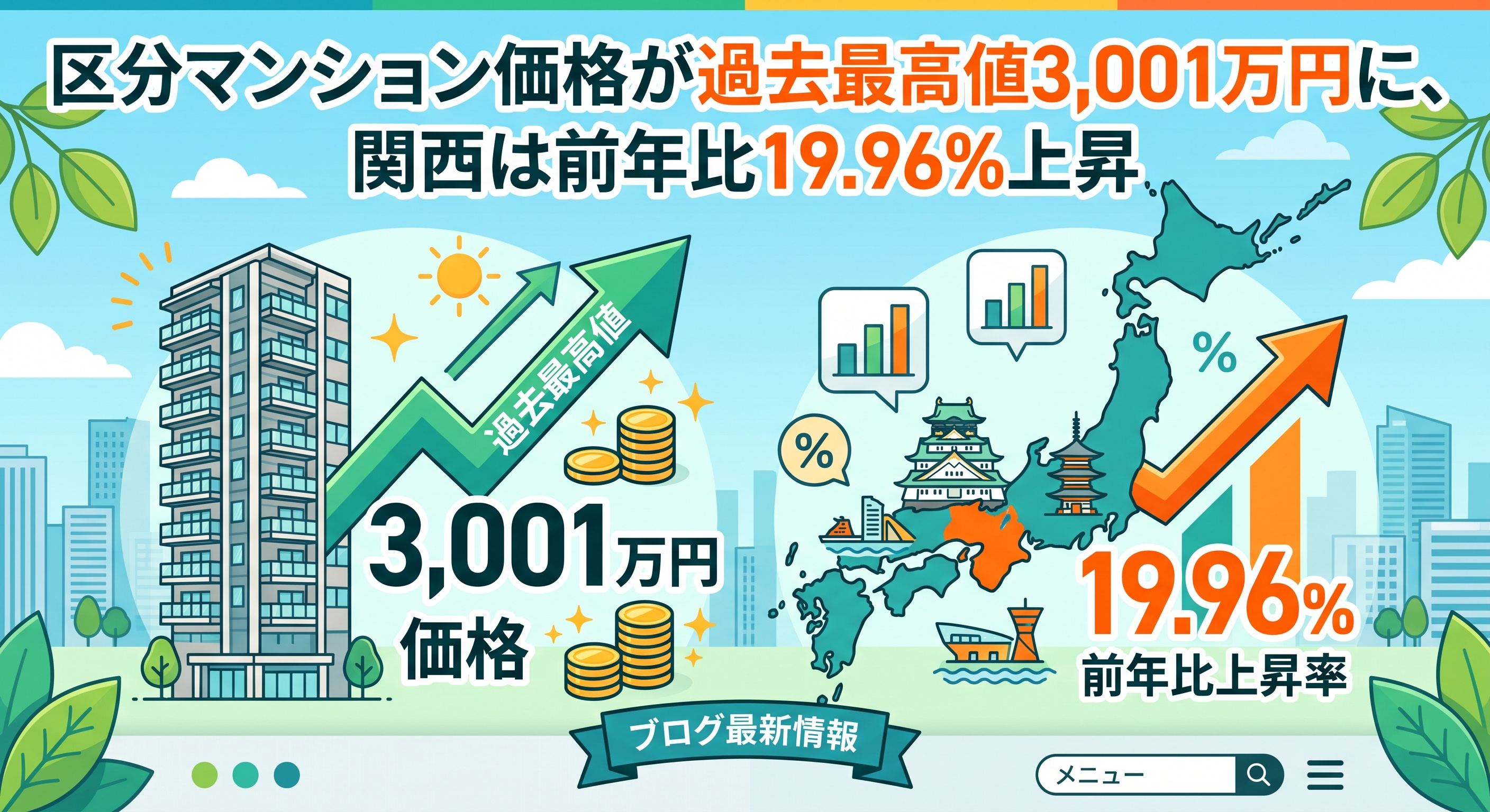区分マンション過去最高値3,001万円、大阪投資家の注意点の画像