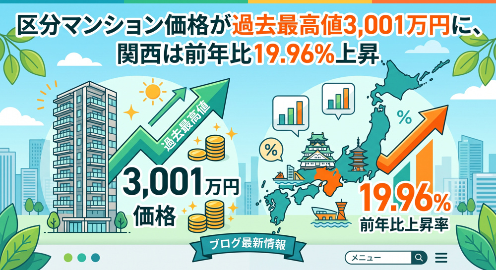 区分マンション過去最高値3,001万円、大阪投資家の注意点の画像