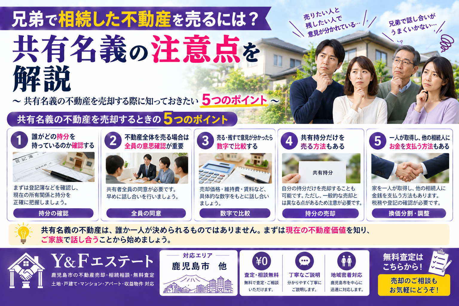 兄弟で相続した不動産を売るには?共有名義で困らないための5つのポイントの画像