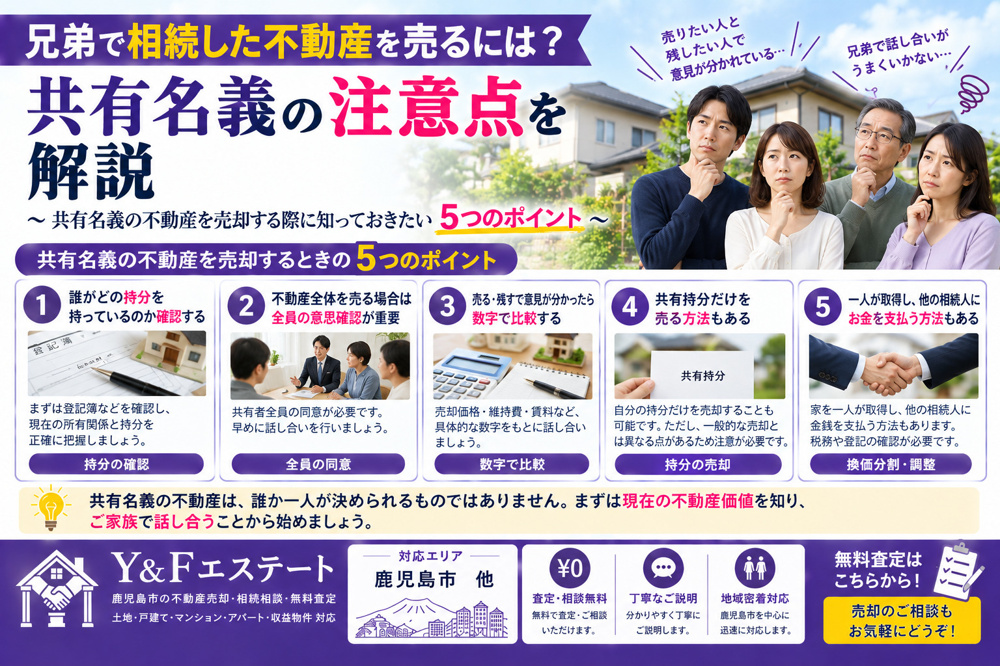 兄弟で相続した不動産を売るには？共有名義で困らないための5つのポイントの画像