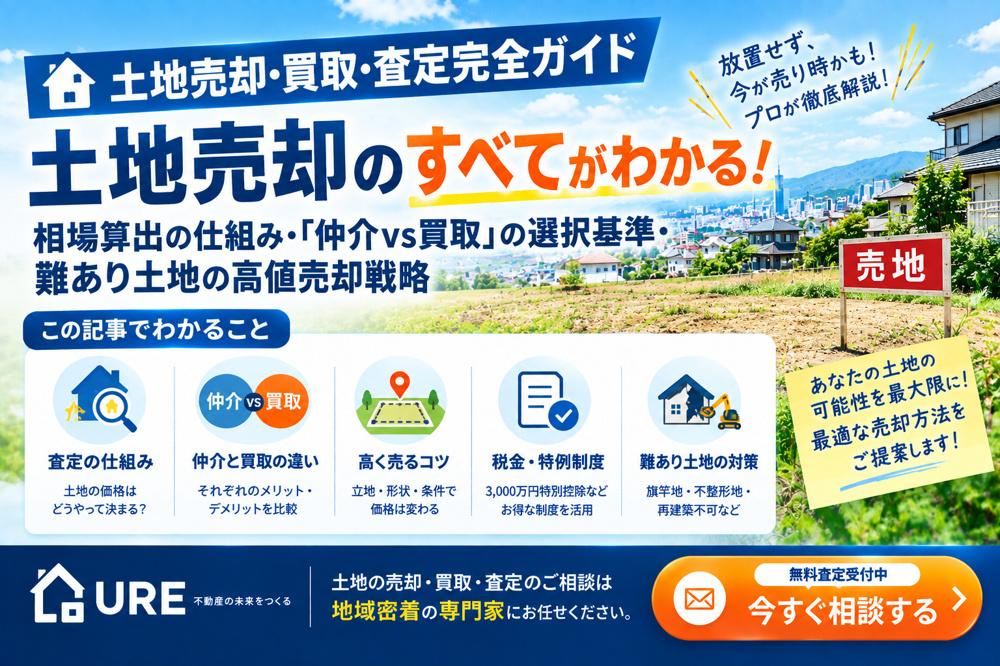 【土地売却・買取・査定完全ガイド】相場算出の仕組み・「仲介vs買取」の選択基準・難あり土地の高値売却戦略の画像