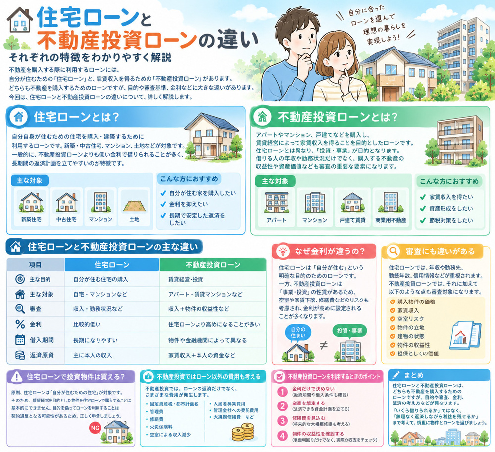 不動産投資ローンとの違いの画像