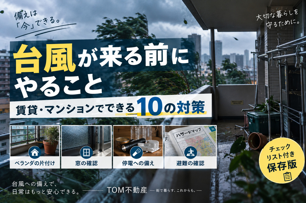【台風が来る前にやること】賃貸・マンションでできる10の対策｜保存版の画像