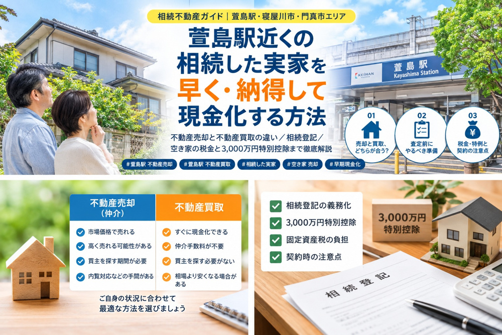 萱島駅の不動産売却は買取も検討を 相続実家を早期現金化する手順を解説の画像