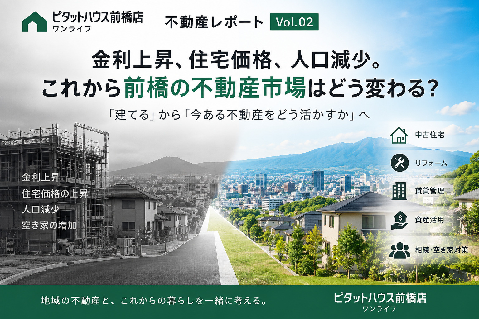 【ピタットハウス前橋店 不動産レポート Vol.02】 金利上昇、住宅価格、人口減少。これから前橋の不動産市場はどう変わる?の画像