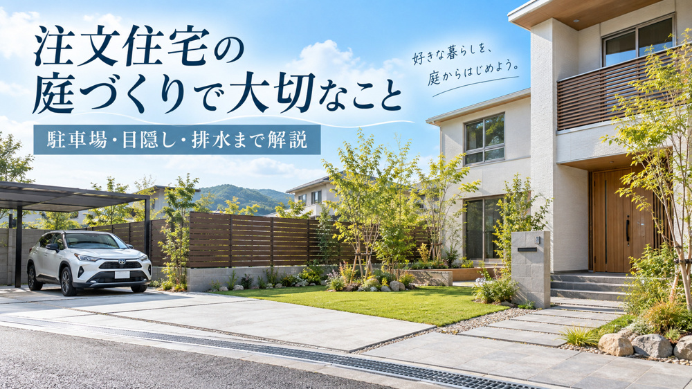 注文住宅の庭づくりで大切なこと｜駐車場・目隠し・排水まで解説の画像
