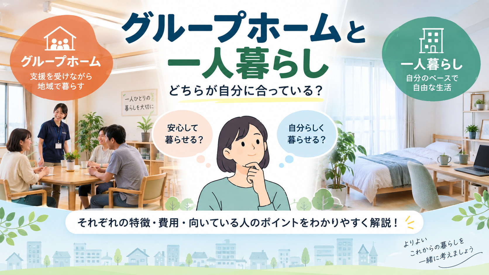 グループホームと一人暮らしはどちらが向いている？本人・家族が確認したい住まい選びのポイントの画像