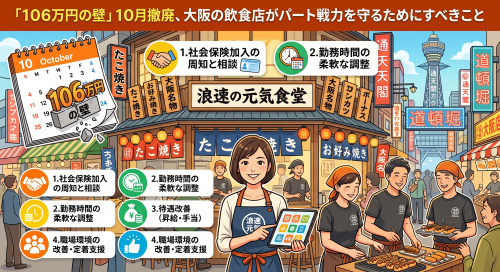 「106万円の壁」10月撤廃、大阪飲食店の備えの画像