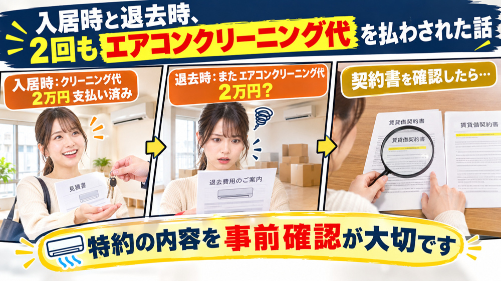 入居時と退去時、2回もエアコンクリーニング代を払わされた話の画像