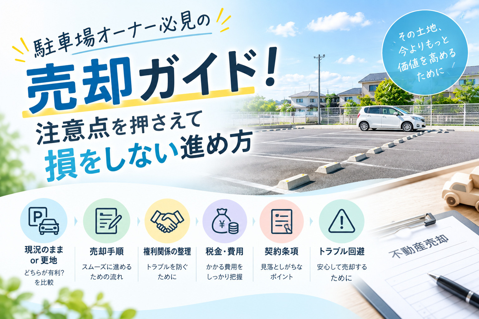 駐車場オーナー必見の売却ガイド！注意点を押さえて損をしない進め方の画像