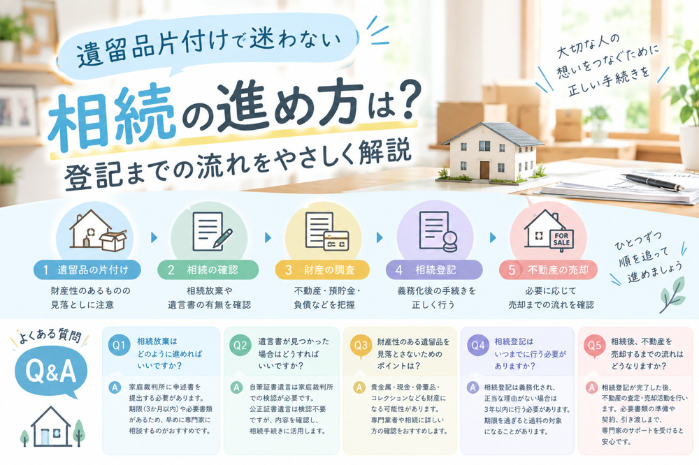 遺留品片付けで迷わない相続の進め方は？登記までの流れをやさしく解説の画像