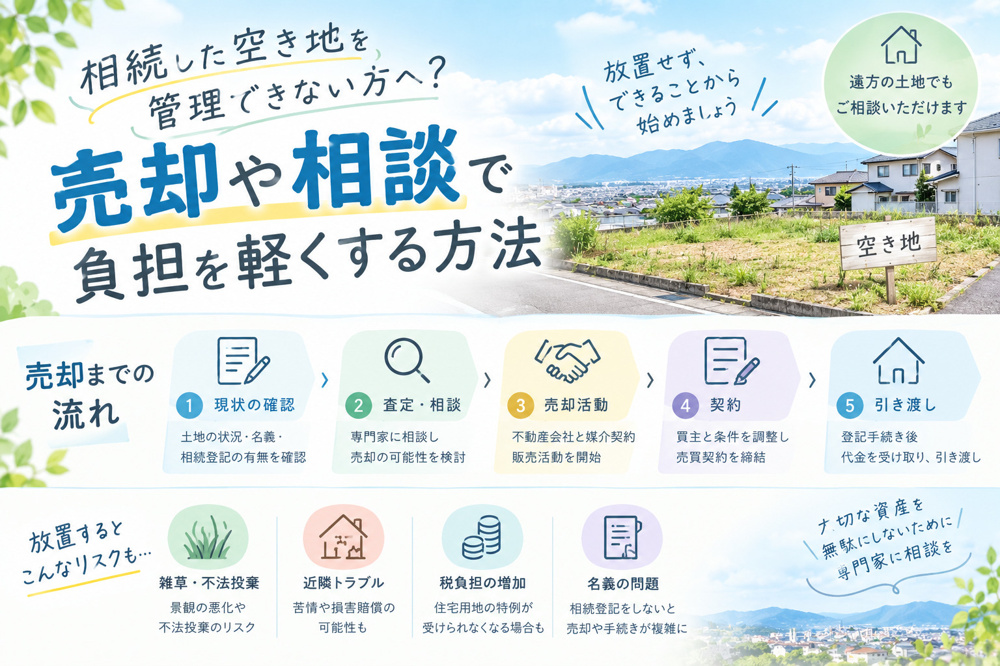 相続した空き地を管理できない方へ？売却や相談で負担を軽くする方法の画像