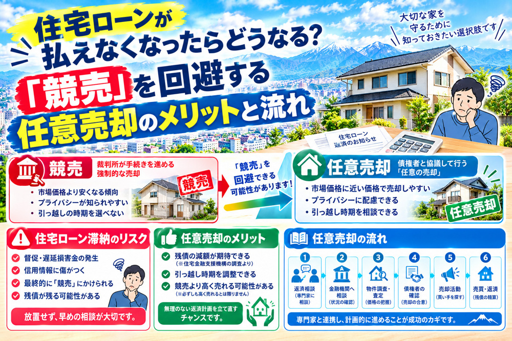 住宅ローンが払えなくなったらどうなる？「競売」を回避する任意売却のメリットと流れの画像