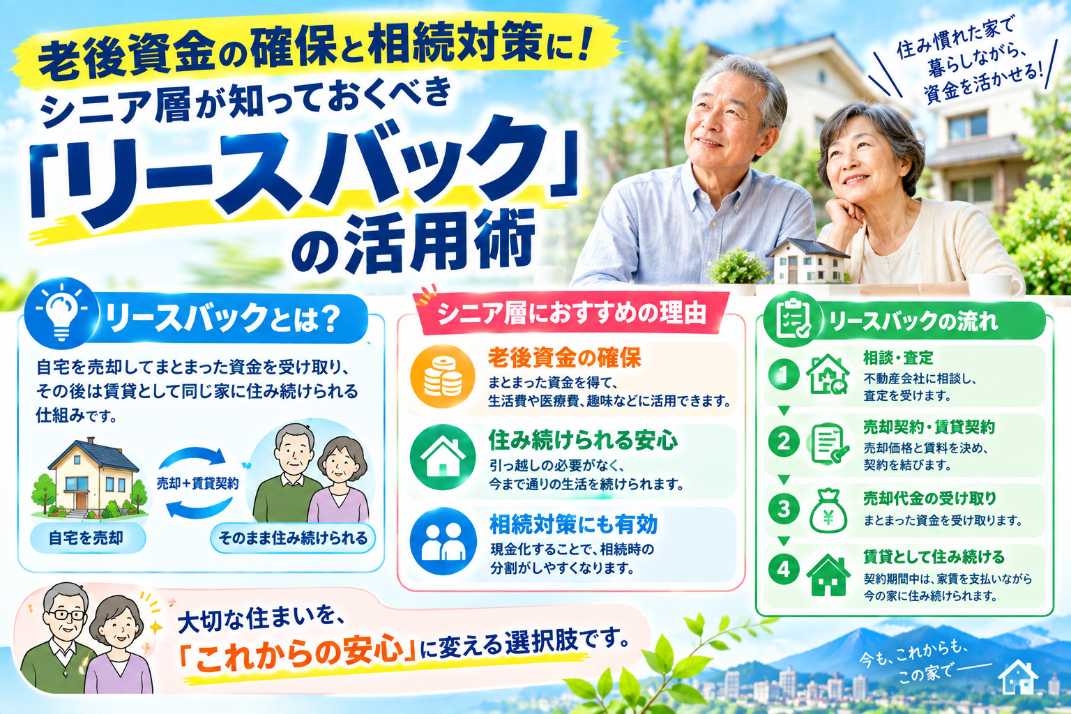 老後資金の確保と相続対策に!シニア層が知っておくべき「リースバック」の活用術の画像