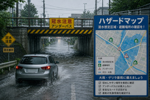 走行中に突然のゲリラ豪雨!冠水・アンダーパスから身を守る対処法の画像