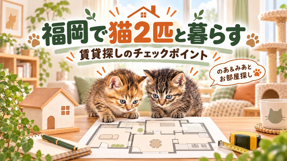 福岡で猫2匹と暮らせる賃貸の探し方｜多頭飼いの条件と問い合わせのコツの画像