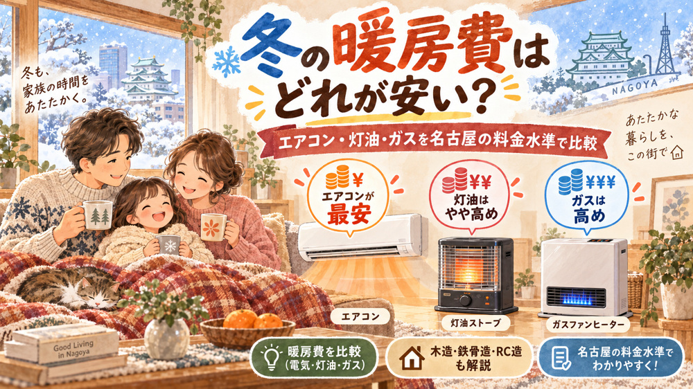 冬の暖房費はどれが安い？エアコン・灯油・ガスを名古屋の料金で比較の画像