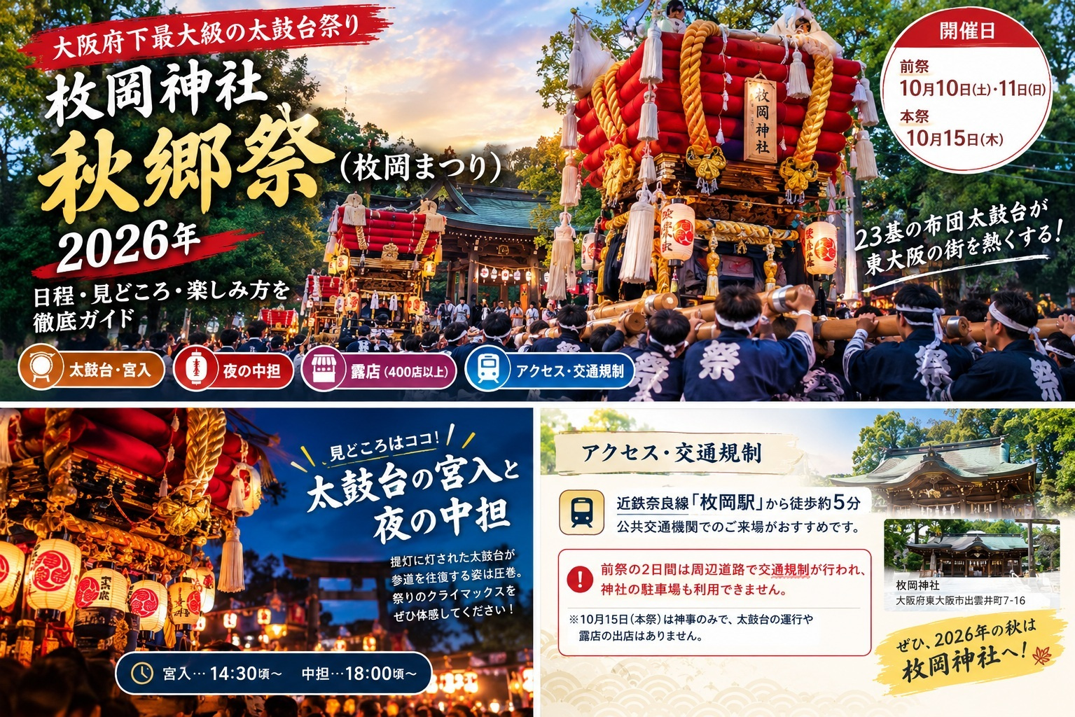 東大阪市で開催!枚岡神社秋郷祭を徹底解説。の画像
