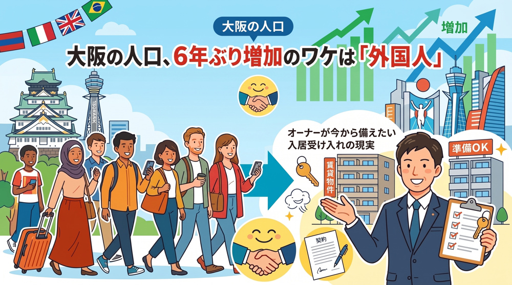 大阪人口6年ぶり増「外国人」牽引、オーナーの入居受け入れ術の画像